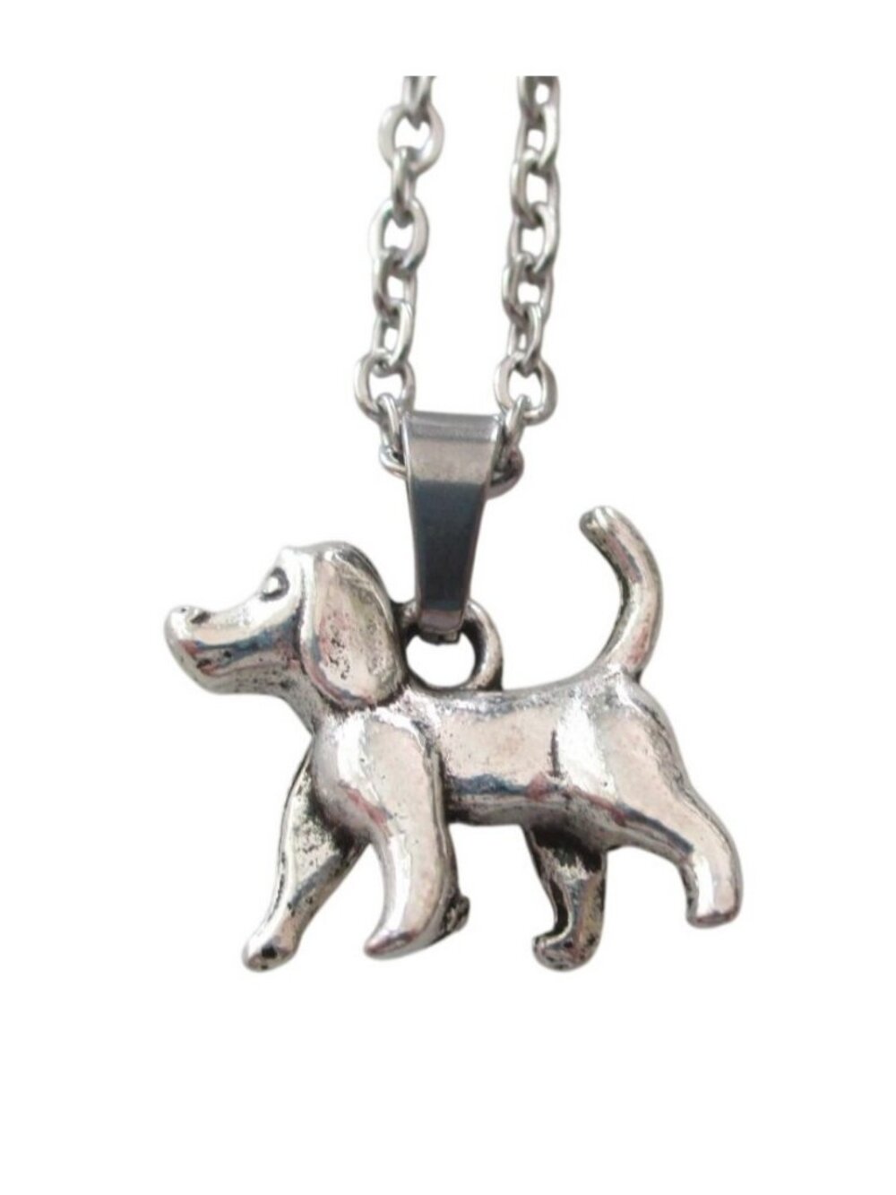 New Puppy Dog Pendant Necklace With 18" Stainless Chain Animal Jewelry Gift